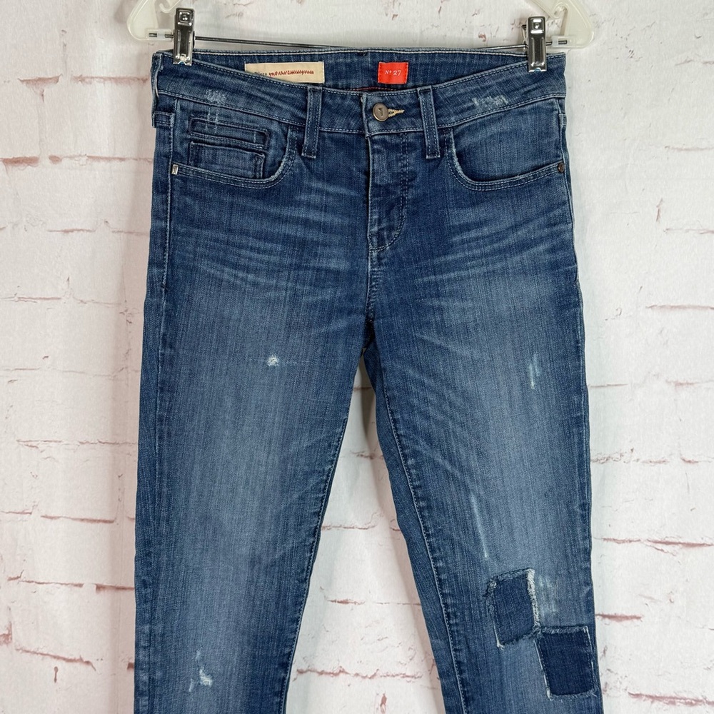 ANTHRO PILCRO Mid Rise Waist 28 Inches Size 27 Distressed Medium Wash Denim Jean - Picture 6 of 15
